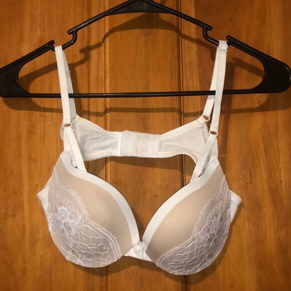 Maidenform tan and white lace push up bra size 36A - Picture 1 of 5